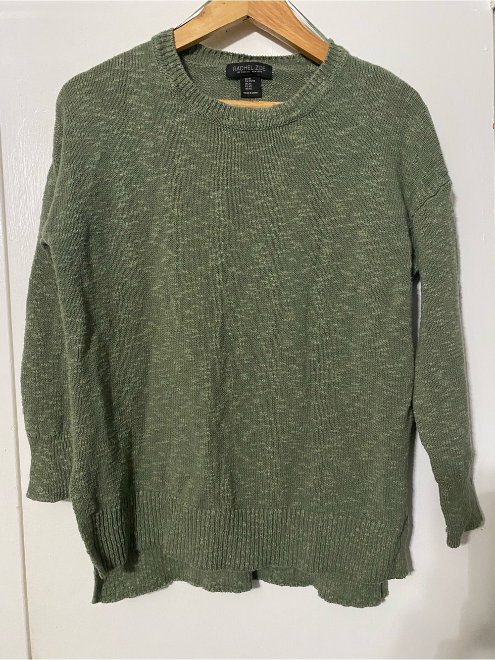 Rachel Zoe Olive Green Light weight Crewneck Sweateri